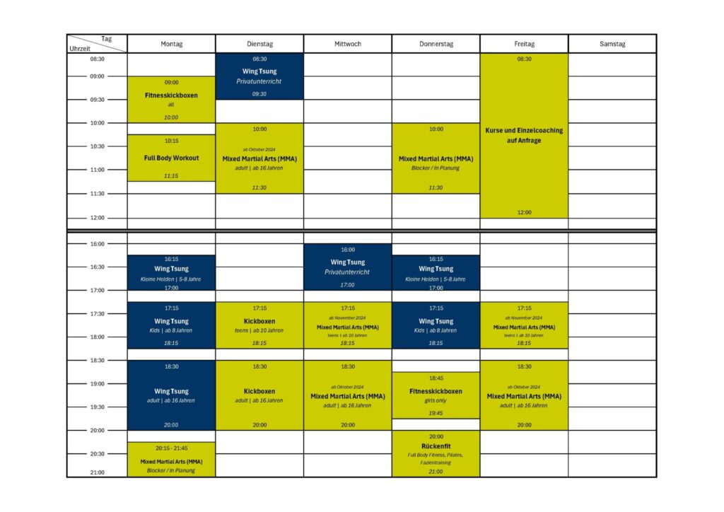 Kurs- & Trainingsplan