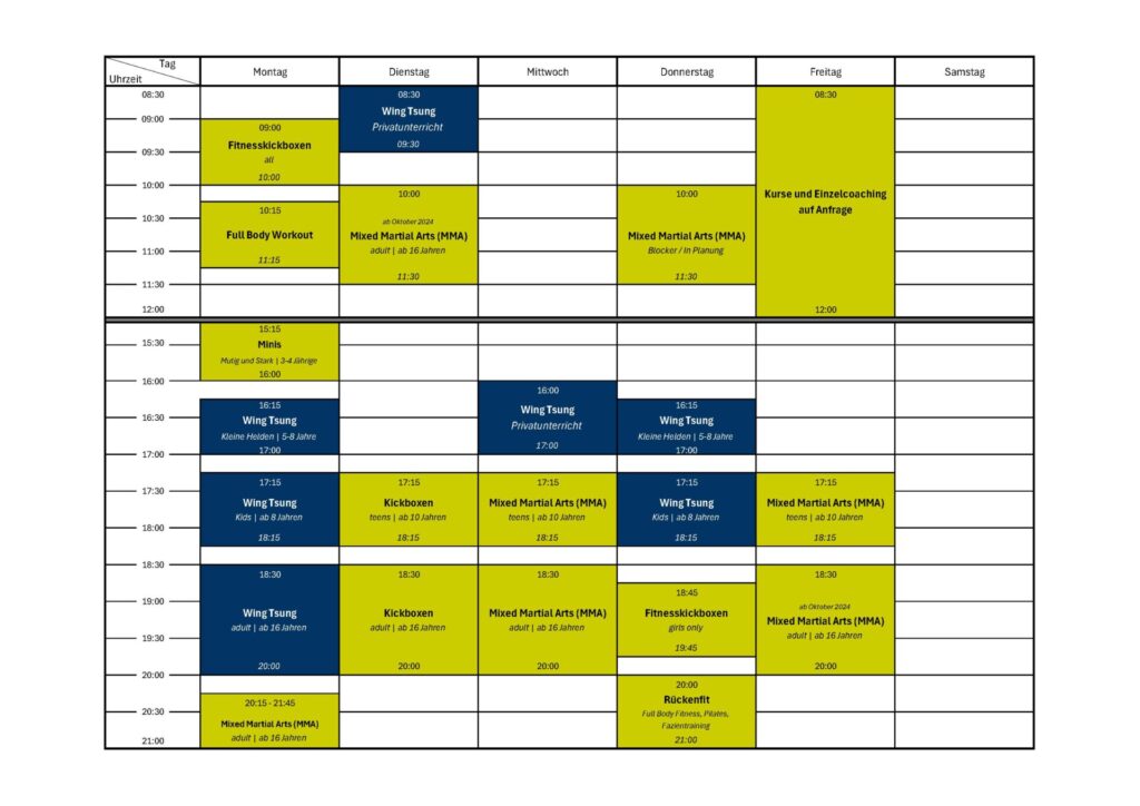 Kurs- & Trainingsplan